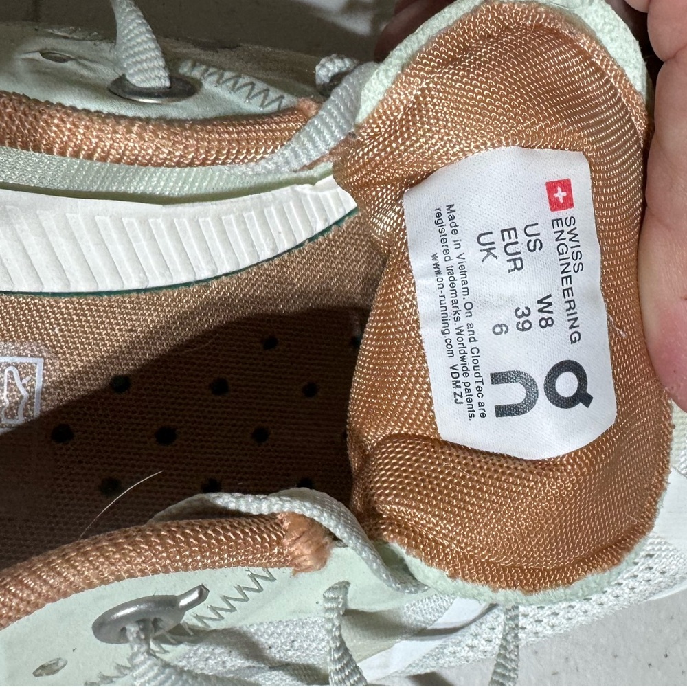 On Running Women's Sneakers in White, Green, and Tan design - Picture 6 of 6